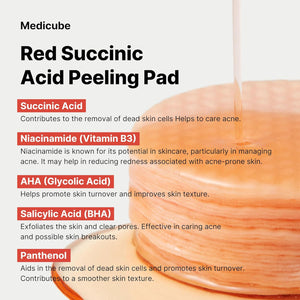 Red Succinic Acid Peeling Pad 70pcs