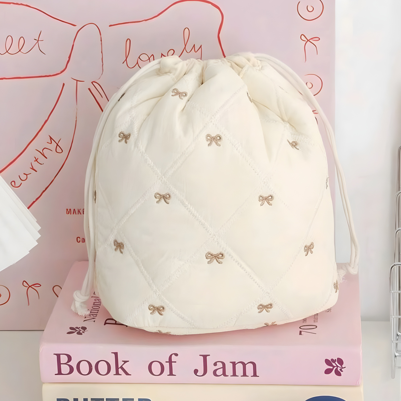 Bow Drawstring Cosmetic Bag