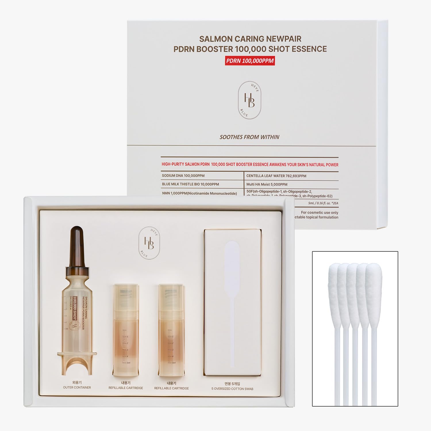 HEVEBLUE Salmon Caring Newpair PDRN Booster 100,000 Shot Essence 2 pc Set