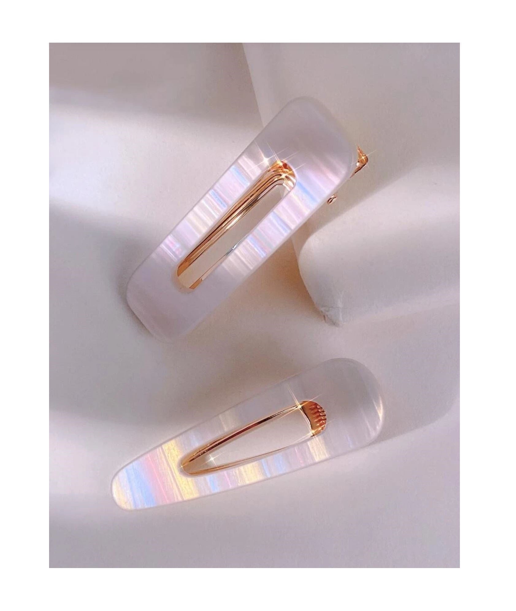 Hollow Out Hair Clip 2pcs (White)